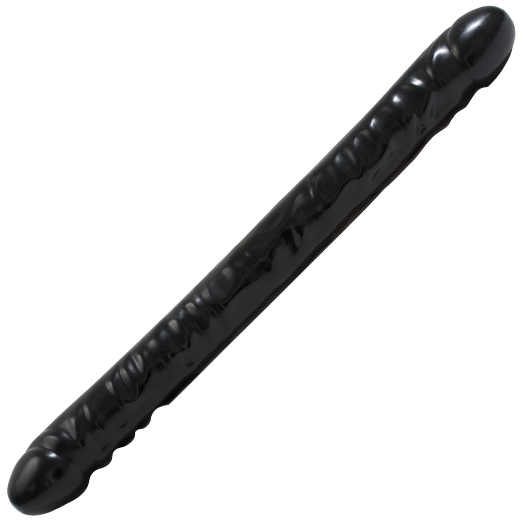 Doc Johnson Veined Double Header - Dildo de doble punta - 45 cm - Negro