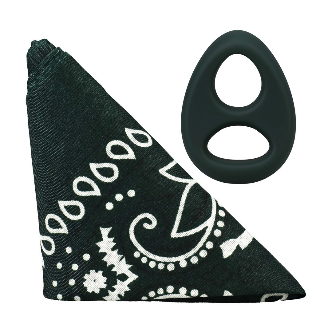 Doc Johnson The Code - Cockring de silicona con bandana - Verde cazador