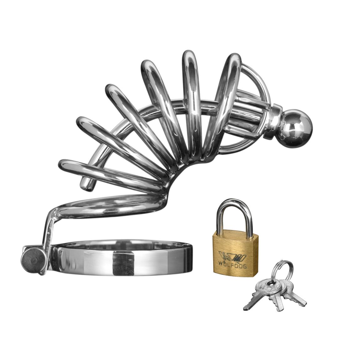 XR Brands Asylum - Jaula de castidad con 6 anillos - M/L