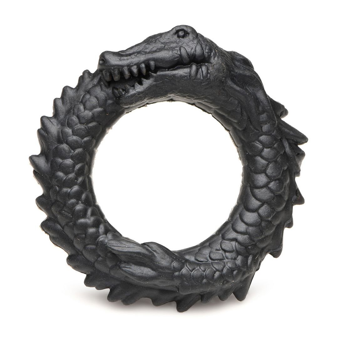 XR Brands Black Caiman - Cockring de silicona - Negro