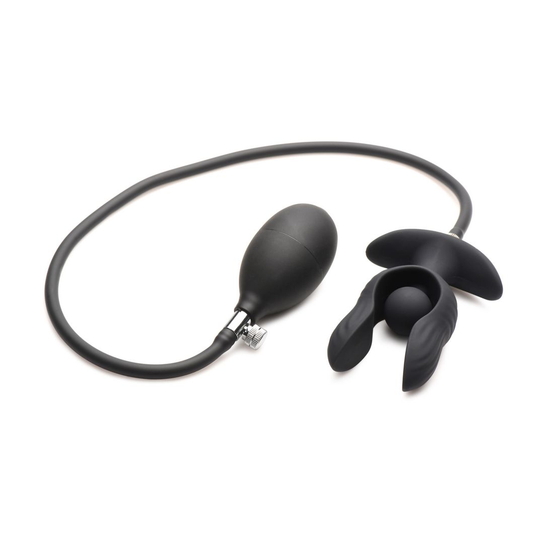 XR Brands Dark Pearl - Plug anal hinchable vibrador con mando a distancia - Negro