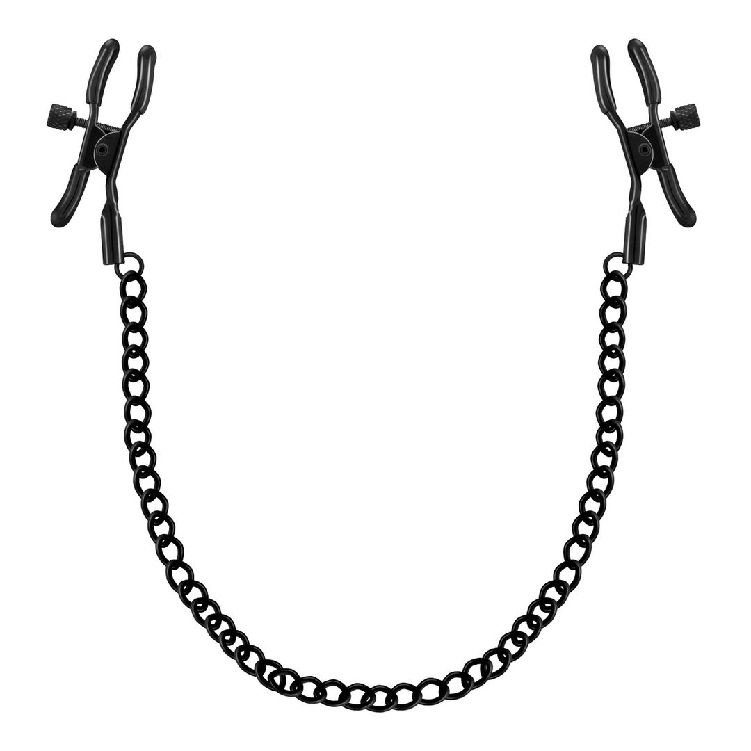Crushious Pinzas para pezones con cadena - Negro