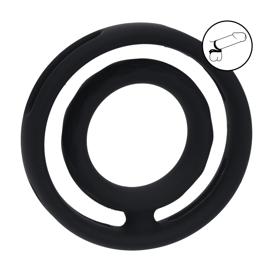 Levelz Classic Grooved - Anillo de silicona para pene y testículos - Negro