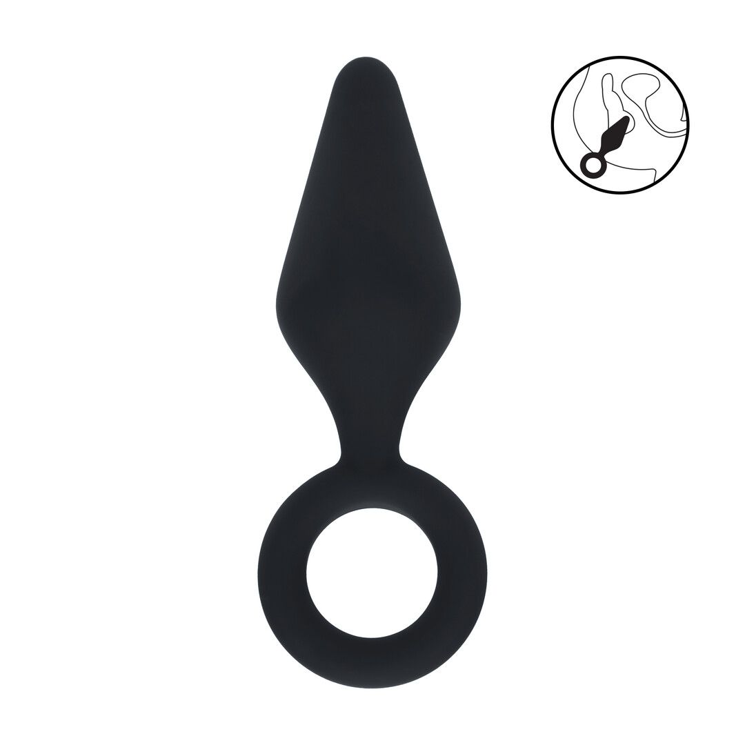 Levelz Plug anal de silicona con anilla - S - Negro