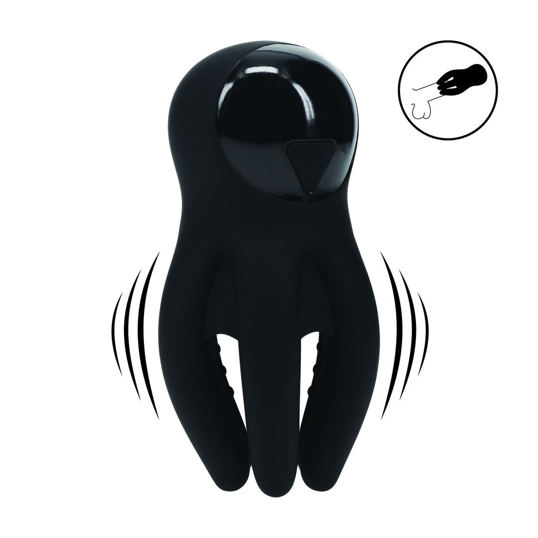 Levelz Estimulador de glande vibrador digital de silicona con tentáculos - Negro