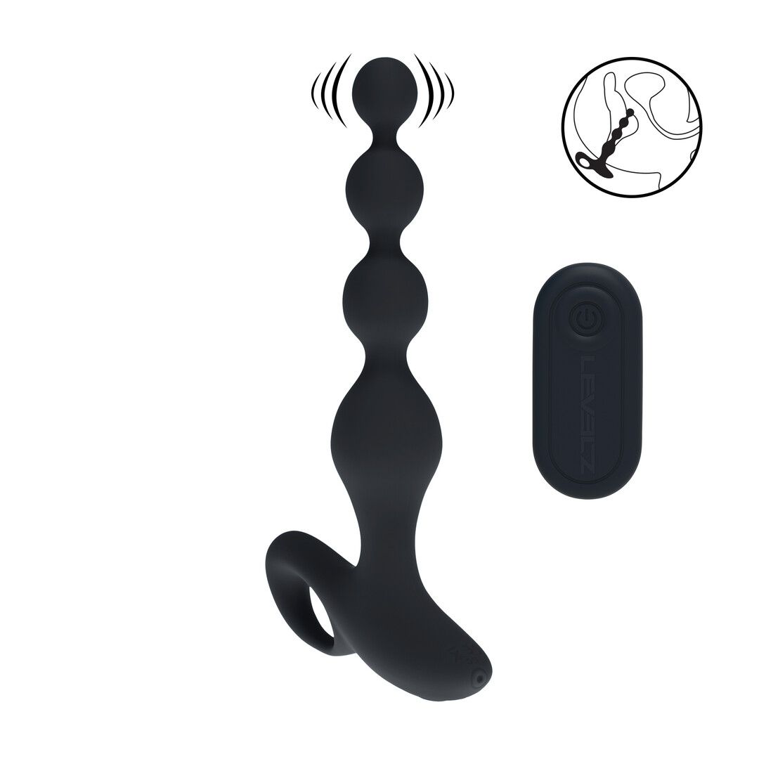 Levelz Plug anal vibrador de bolas de silicona con mando a distancia - Negro