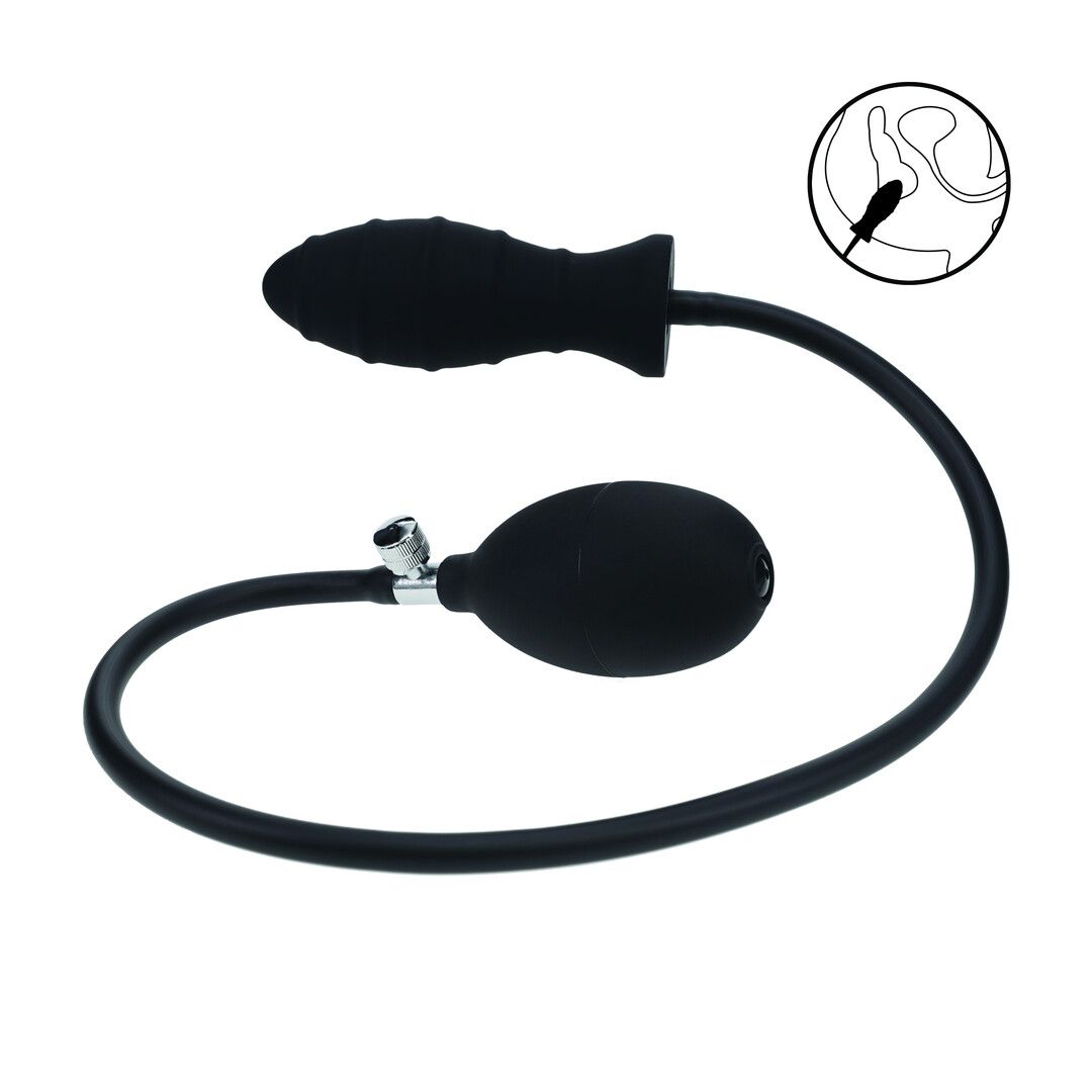 Levelz Ribbed - Plug anal hinchable de silicona - Negro