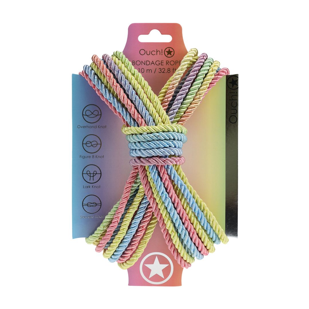 Ouch! Cuerda bondage de poliéster - 10 m - Multicolor pastel