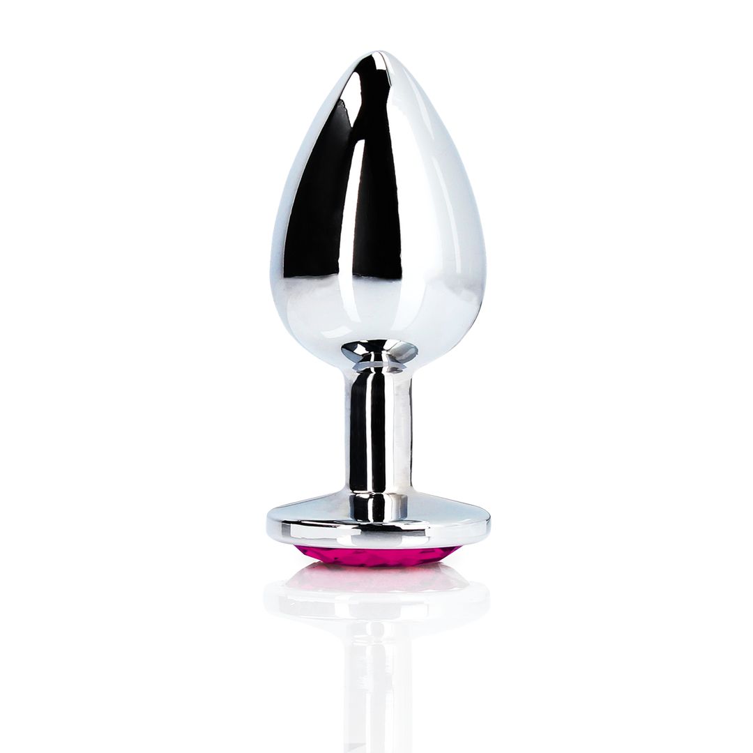 Ouch! Plug anal Heart Gem - Grande - Plateado/Rosa rubelita