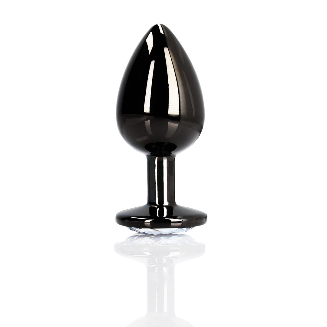 Ouch! Plug anal Round Gem - Pequeño - Gunmetal/Diamante