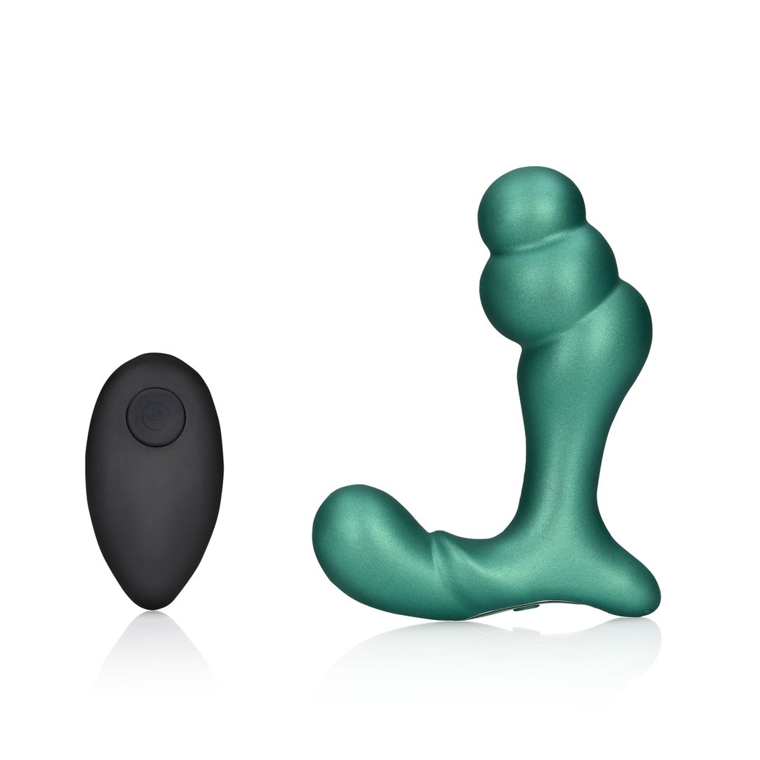Ouch! Stacked - Masajeador de próstata vibrador con mando a distancia - Verde metálico