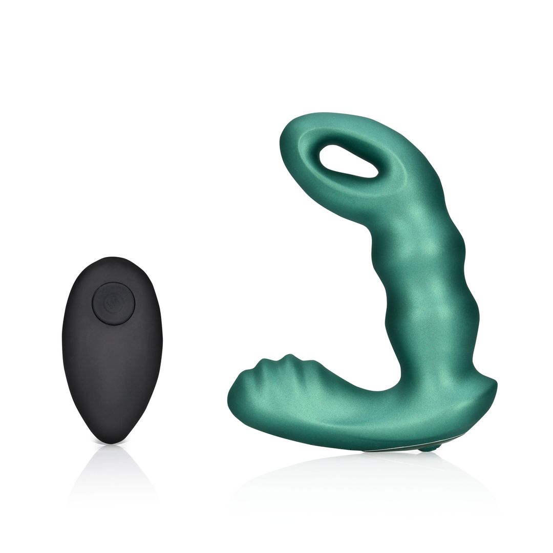 Ouch! Beaded - Masajeador de próstata vibrador con mando a distancia - Verde metálico