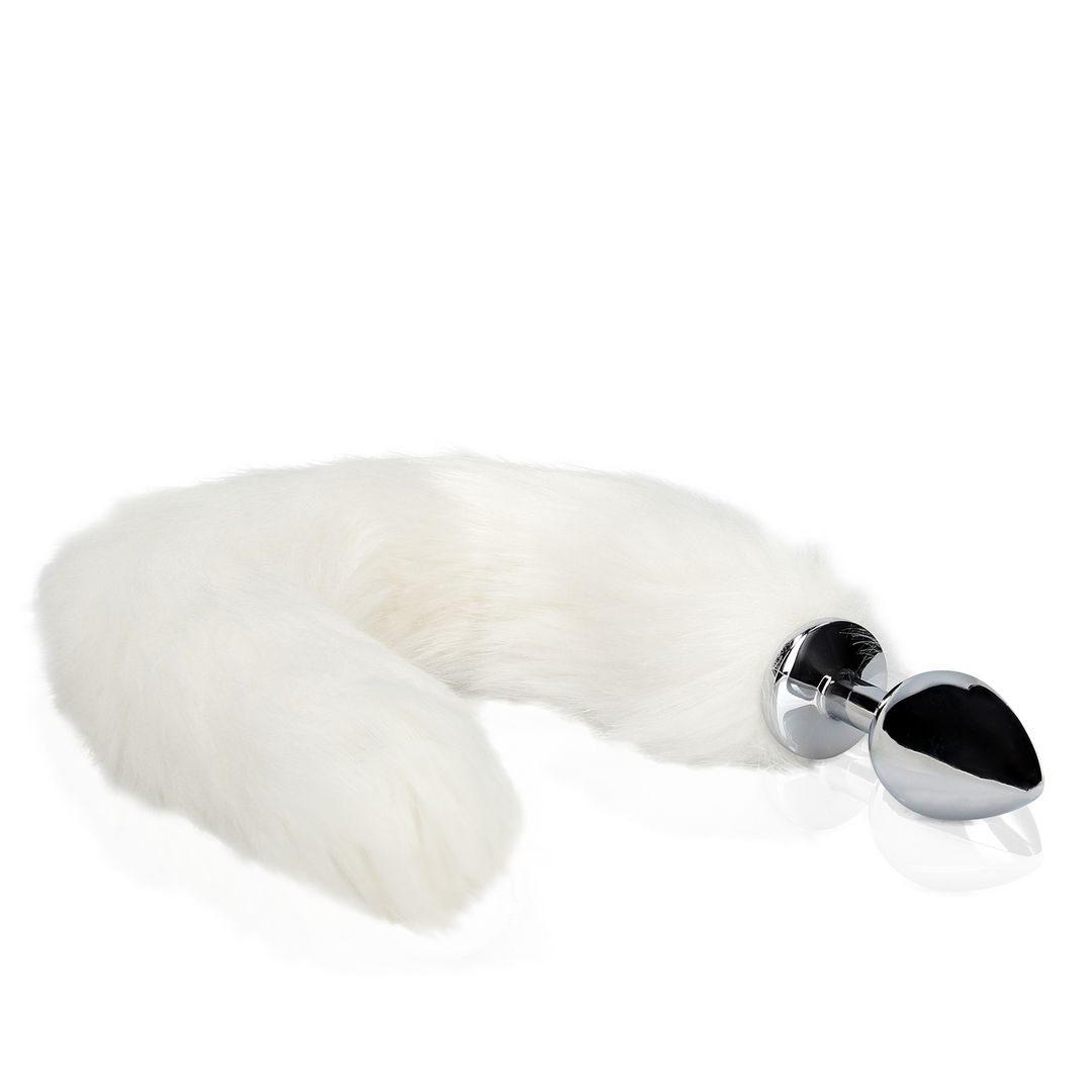 Ouch! Cola de zorro con plug anal de metal - Blanco