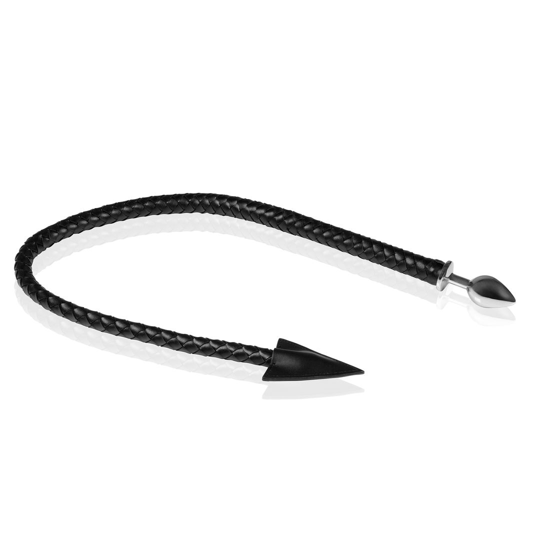 Ouch! Plug anal de metal con cola Devil's Tail - Negro
