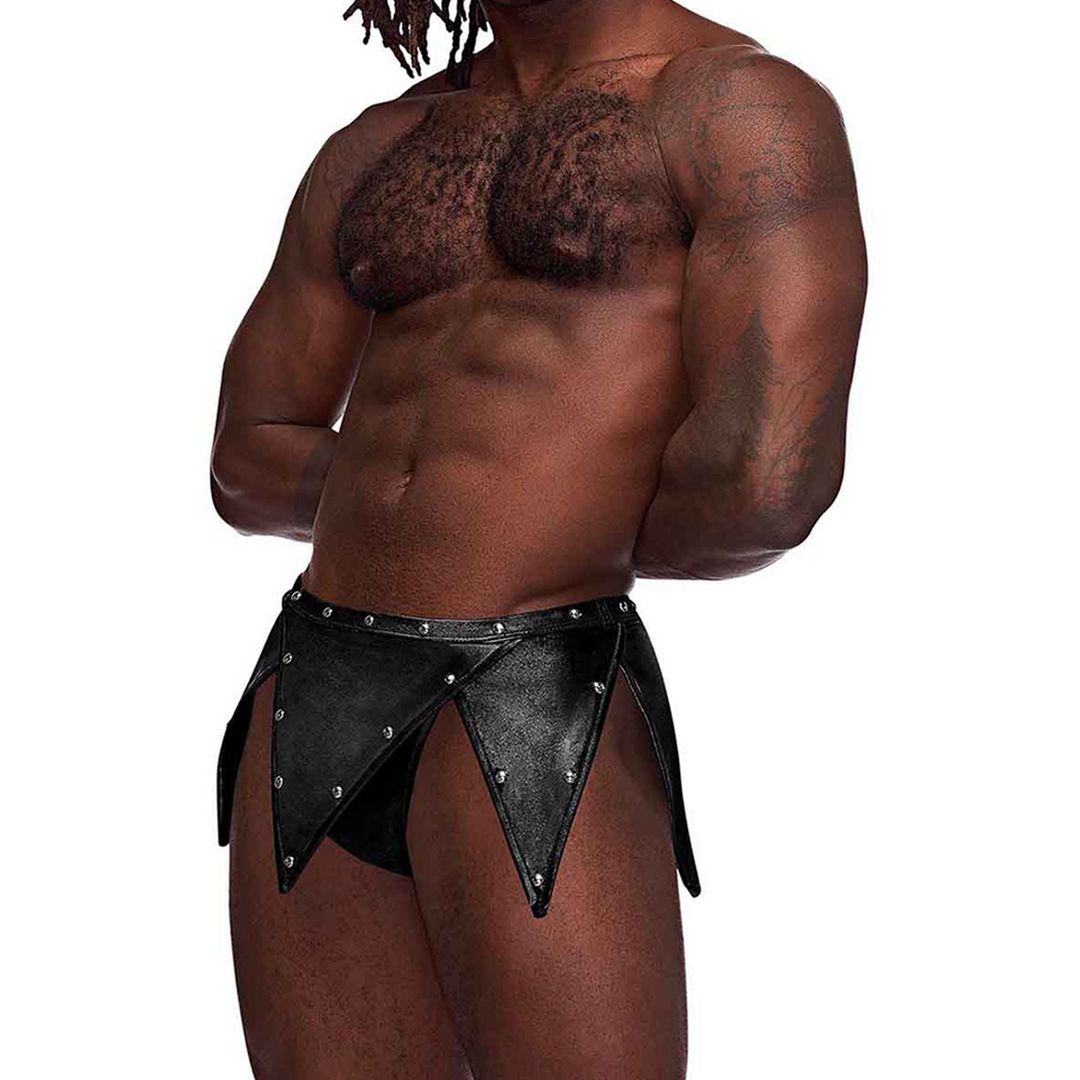 Male Power Eros - Falda Gladiador con Tanga Incorporada - L/XL - Negro