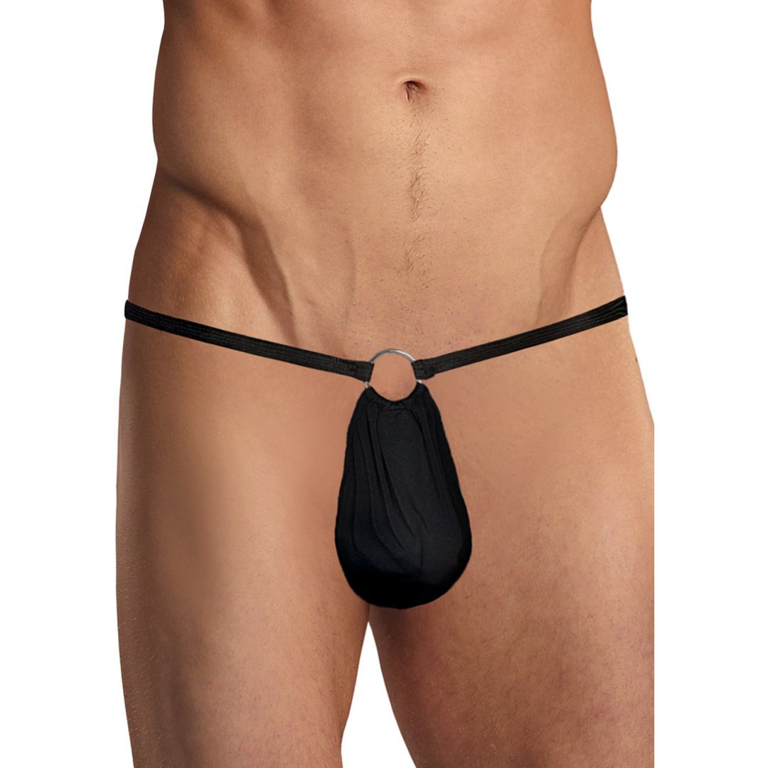 Male Power G-String con Anillo en la Parte Delantera - Talla Única - Negro