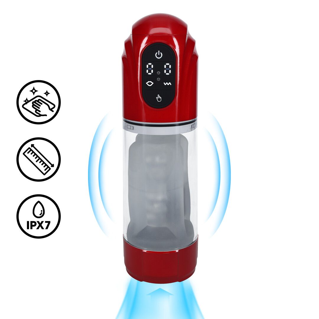 Pumped TechnoThrust - Bomba masturbadora automática impermeable - Rojo metalizado