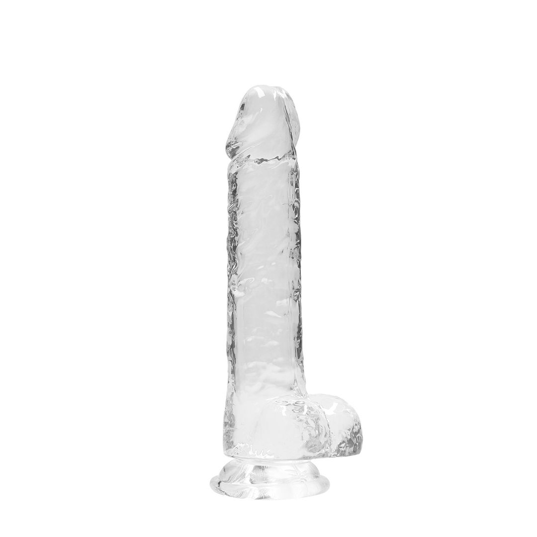 RealRock Dildo realista con testículos - 21 cm - Transparente
