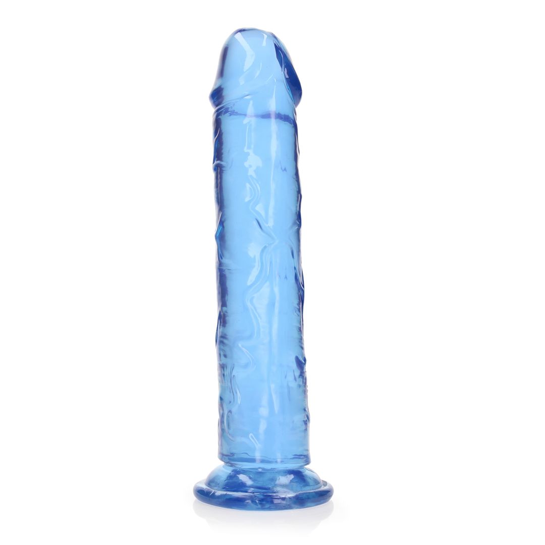 RealRock Dildo realista recto de cristal transparente con ventosa - 23 cm