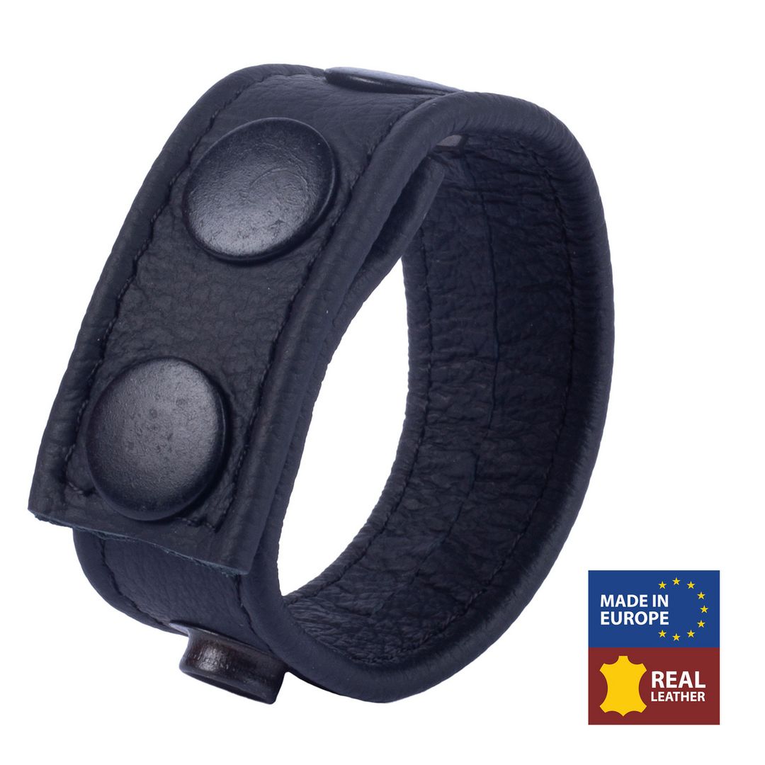 Red Leather Cocky - Cockring de cuero ajustable - Negro