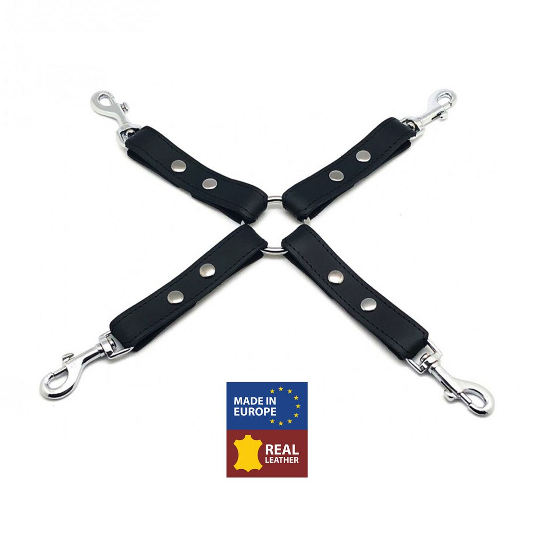 Red Leather Nudo BDSM de cuero con ganchos - Negro