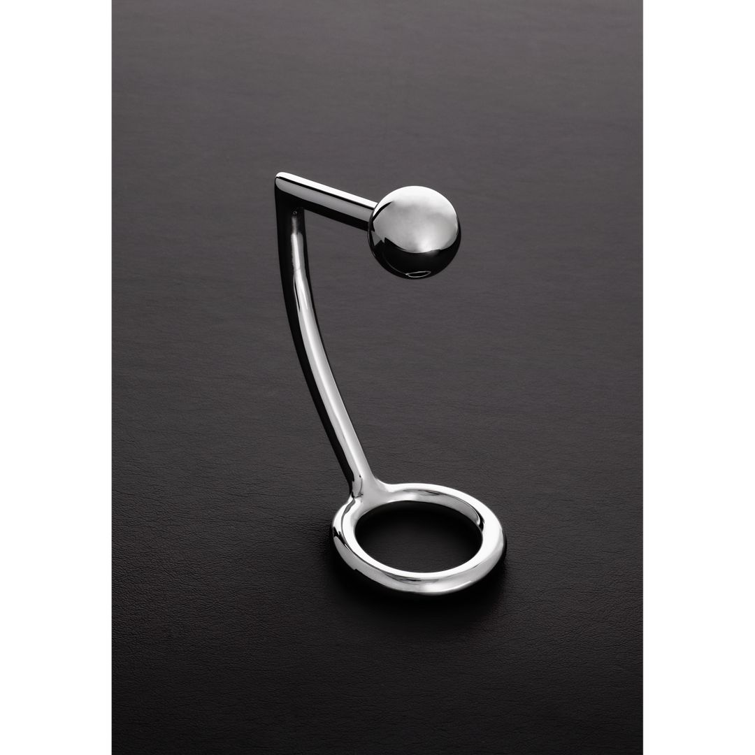 Steel by Shots Intruder Cockring de acero con bola anal - 50/30 mm