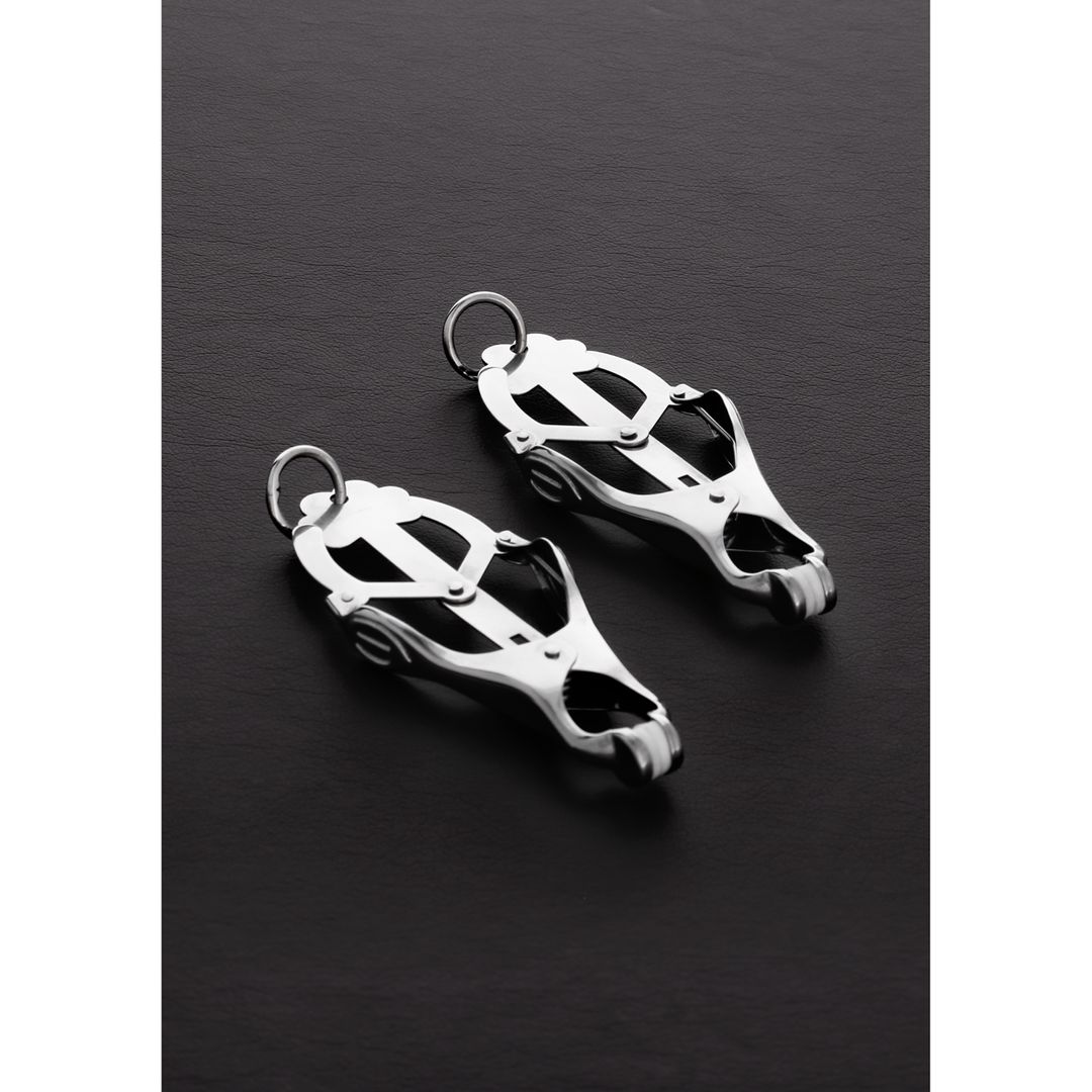 Steel 2 Squeezer Teaser Pinzas para pezones de trébol con anilla