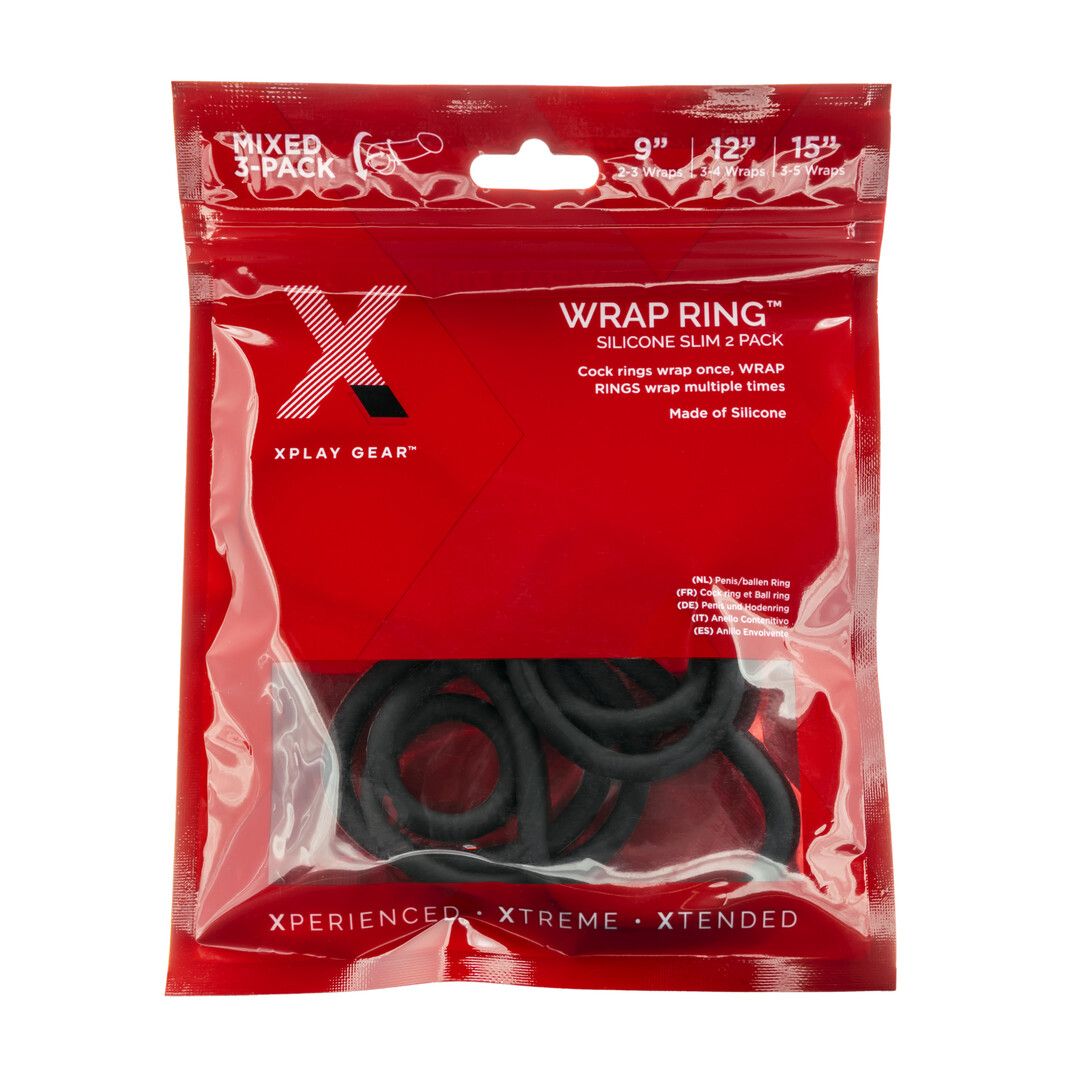 PerfectFitBrand Slim Wrap Ring - Cockring pack de 2 - Negro