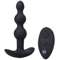 Doc Johnson Shaker - Plug anal de silicona con cuentas y control remoto - Negro