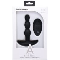 Doc Johnson Shaker - Plug anal de silicona con cuentas y control remoto - Negro, imagen 3