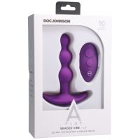 Doc Johnson Shaker - Plug anal de silicona con cuentas y control remoto - Púrpura, imagen 2