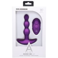 Doc Johnson Shaker - Plug anal de silicona con cuentas y control remoto - Púrpura, imagen 3