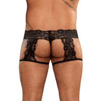 Male Power Scandal-Lace Tanga con ligas - S/M - Negro, imagen 2