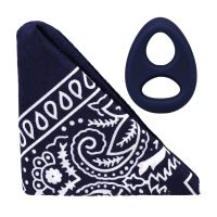 Doc Johnson The Code - Cockring de silicona con bandana - Azul marino
