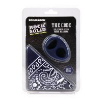 Doc Johnson The Code - Cockring de silicona con bandana - Azul marino, imagen 4