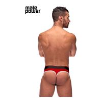 Male Power Retro Sport Tanga con paneles - Negro/Rojo, imagen 4