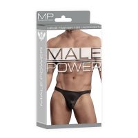 Male Power Satin Spandex Tanga Bong - Negro, imagen 2