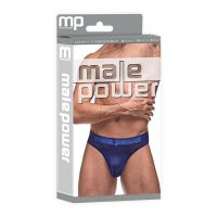 Male Power Diamond Mesh Tanga Bong - L/XL - Azul Marino, imagen 2