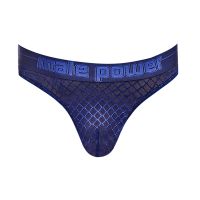 Male Power Diamond Mesh Tanga Bong - L/XL - Azul Marino, imagen 5