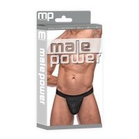 Male Power Impressions Micro G-String con Inserción V - Negro, imagen 2