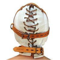XR Brands Capucha Sensory Deprivation Cuero M/L - Blanca, imagen 3