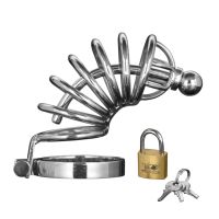 XR Brands Asylum - Jaula de castidad con 6 anillos - M/L