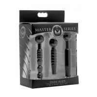 XR Brands Dark Rods - Set de 3 plugs uretrales de silicona, imagen 4