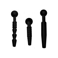 XR Brands Dark Rods - Set de 3 plugs uretrales de silicona, imagen 2