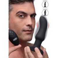 XR Brands Plug anal hinchable curvado de silicona con vibración, imagen 3