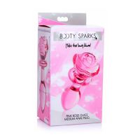 XR Brands Pink Rose - Plug anal de cristal - Mediano, imagen 2