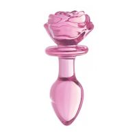 XR Brands Pink Rose - Plug anal de cristal - Mediano, imagen 3