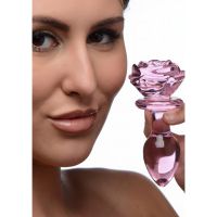 XR Brands Pink Rose - Plug anal de cristal - Mediano, imagen 4