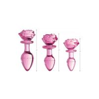 XR Brands Pink Rose - Plug anal de cristal - Mediano, imagen 5