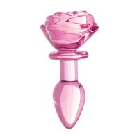 XR Brands Pink Rose - Plug anal de cristal - Pequeño, imagen 3